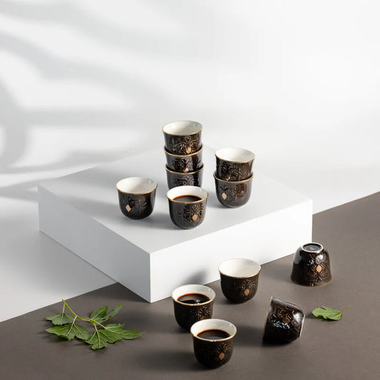 طقم فناجين قهوة سادة مجموعة نقش