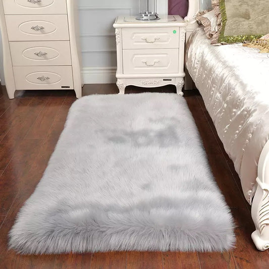 Rectangular fur rug