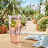 Glass mug with straw