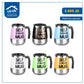 Steel mug with whisk