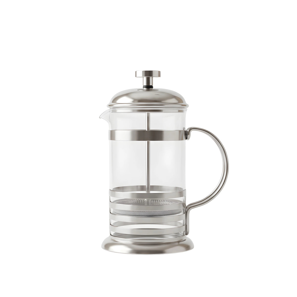 مصفاة قهوة French Press بجسم زجاجي وإطار معدني