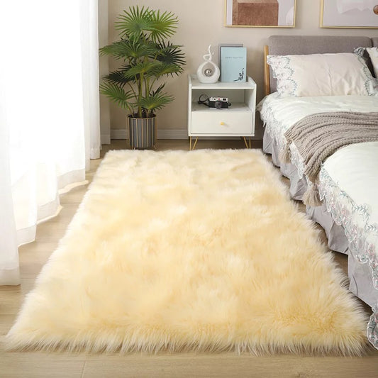 Rectangular fur rug