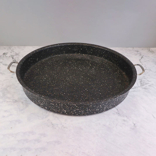 Round Granite Non-Stick Tray with Dual Handles by Saflon
