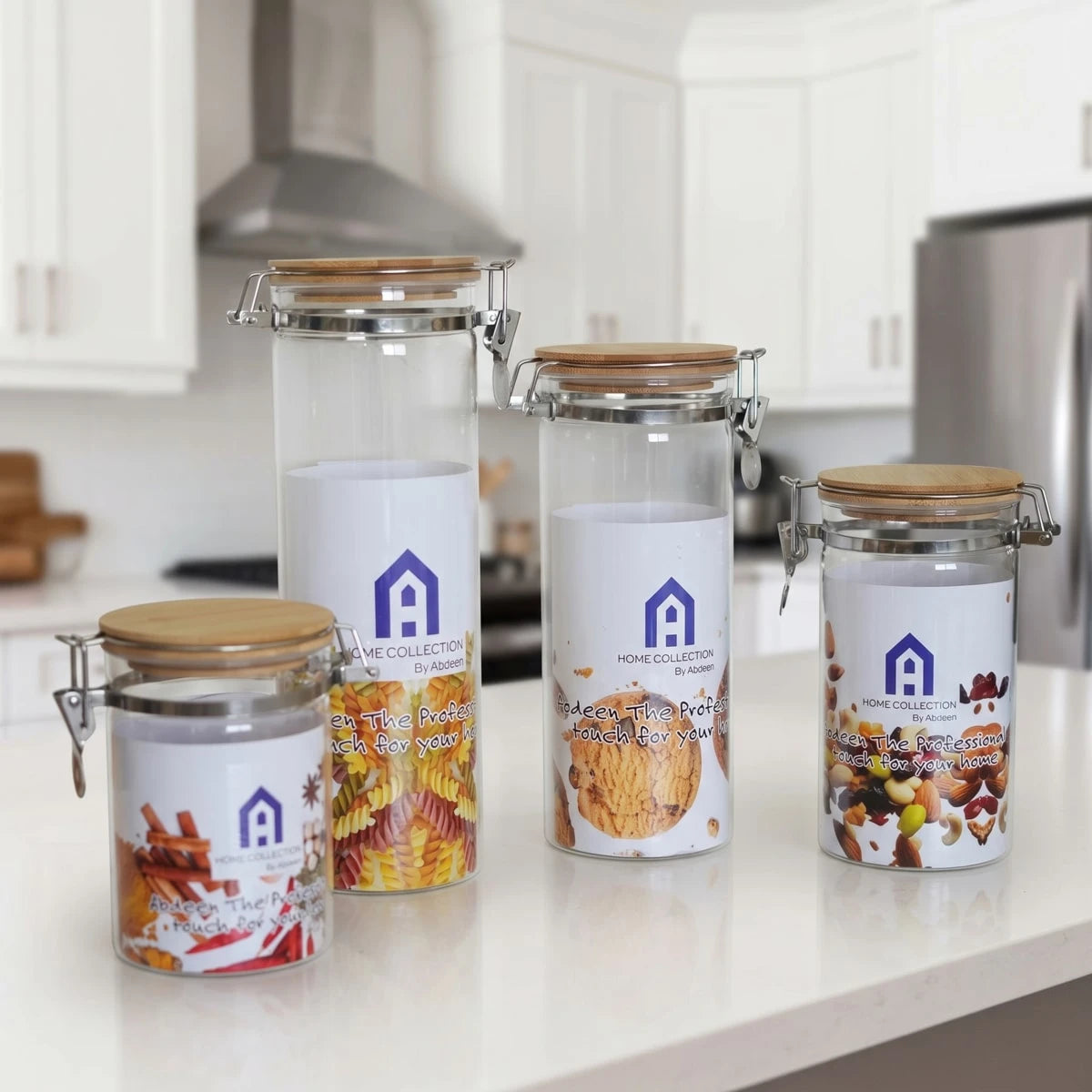 مرتبان زجاج بغطاء خشب - A Home