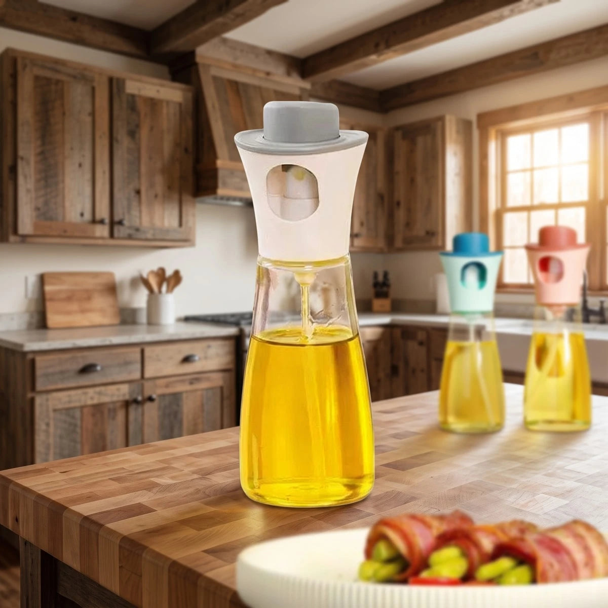 مرش زيت بخاخ زجاجي للمطبخ