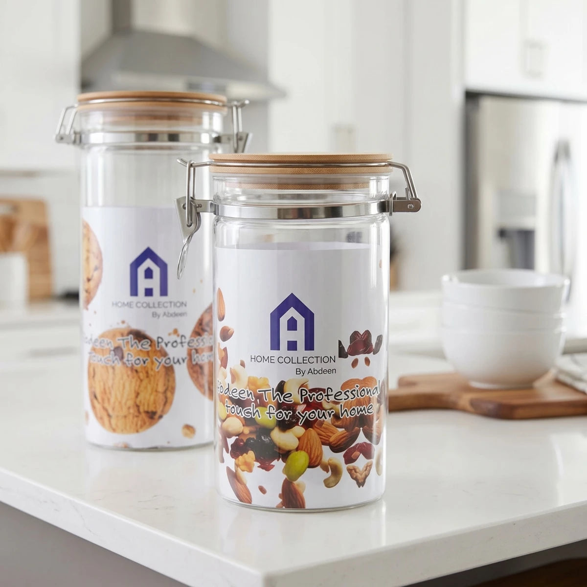 مرتبان زجاج بغطاء خشب - A Home