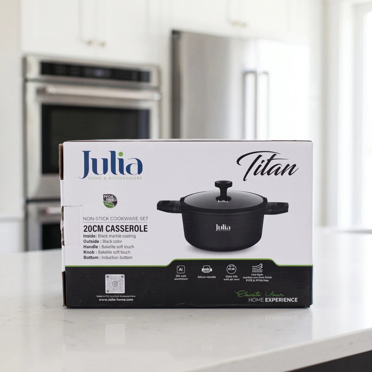 طنجرة غرانيت لا تلتصق بغطاء زجاجي - Julia Titan