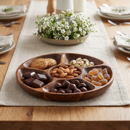 صحن خشب مقسم دوار